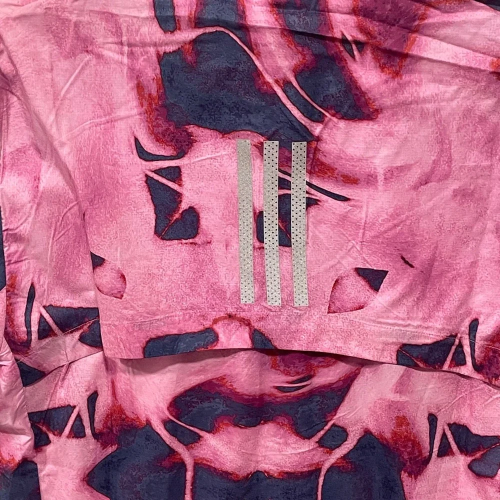 Adidas Pink Abstract Print Lightweight Packable Running Jacket Womens Size Small - Picture 7 of 10